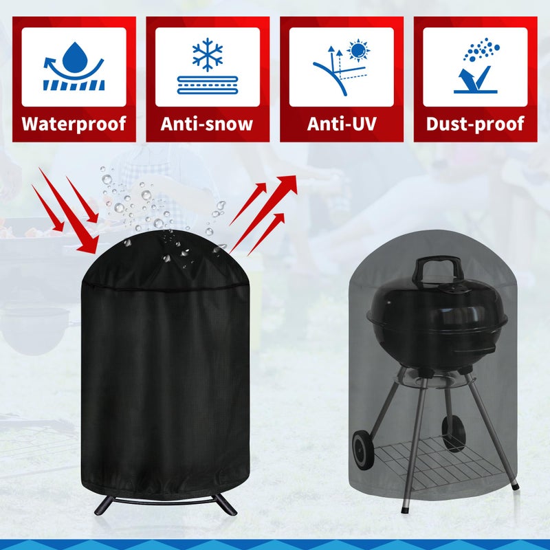 iCover غطاء مدخن دائري عمودي iCOVER، غطاء شواية كيتل، غطاء باربكيو 29 بوصة، غطاء مدخن قبة، غطاء مدخن رصاصي، غطاء برميل، غطاء موقد نار لChar-Broil Weber George Foreman Brinkmann - Image 5