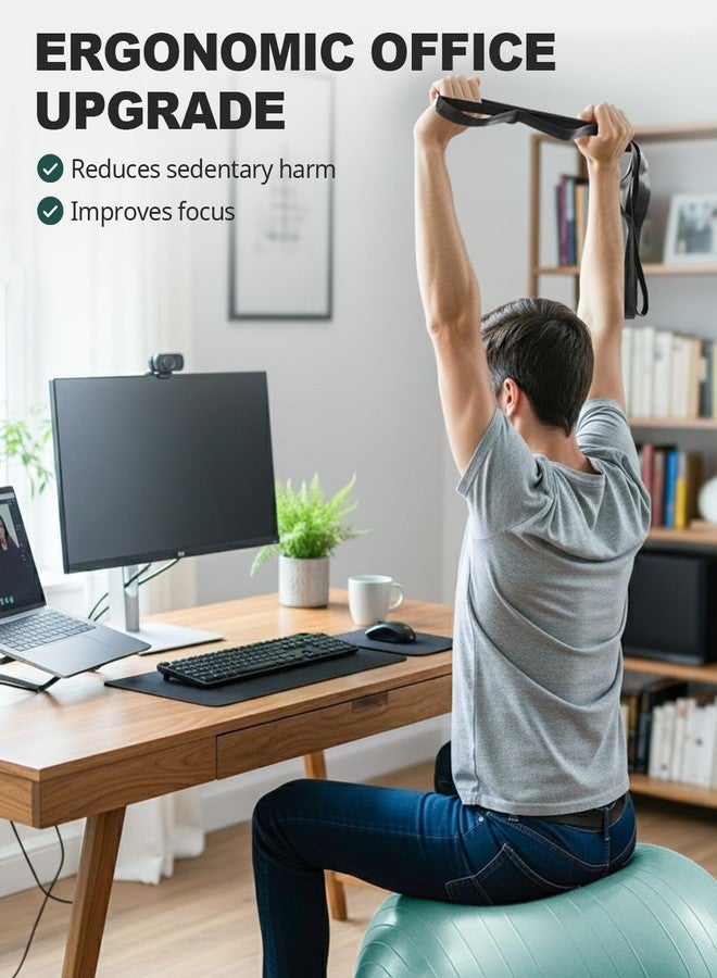 Trideer Exercise Ball Yoga Ball - Office Seating & Balance Ball Chair, Stability Ball for Pilates, Physical Therapy,Core Training & Balance Improvement & Stretching - Image 4