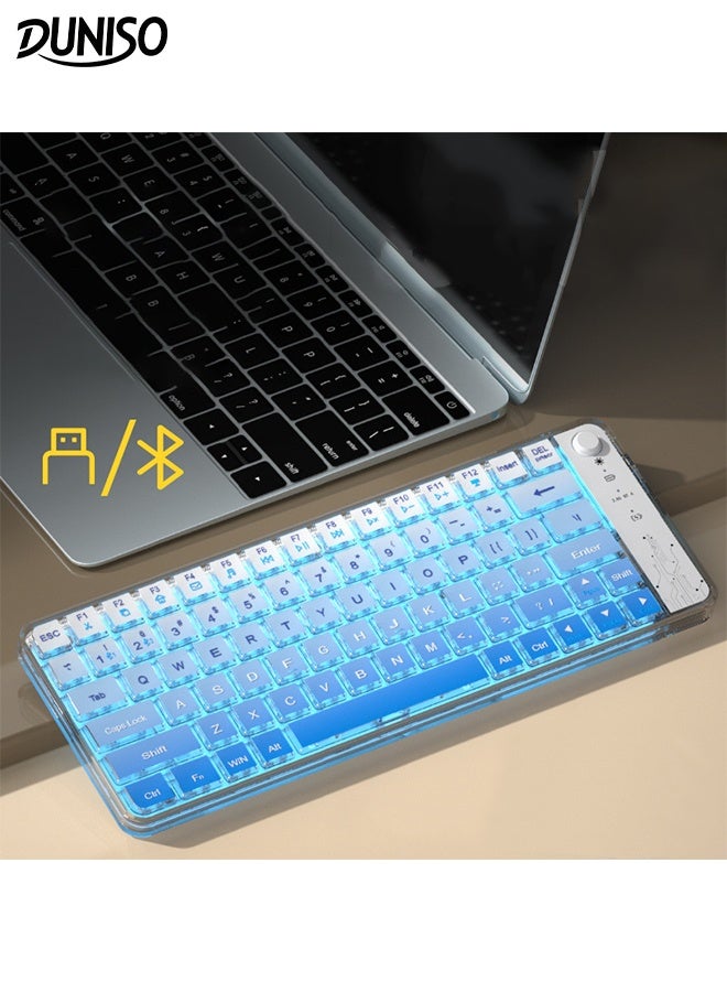 DUNISO Mechanical Gaming Keyboard 79 Key Wireless Rechargeable Bluetooth Dual-mode Keyboard RGB Silent Office Keyboard for PC Gaming and Working - Image 1