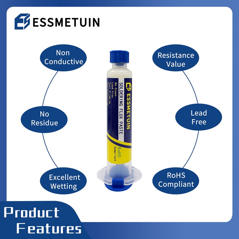 Essmetuin Solder Paste (Sn63/Pb37 30G) & No Clean Soldering Flux(10cc) for Electronic Soldering - Image 3
