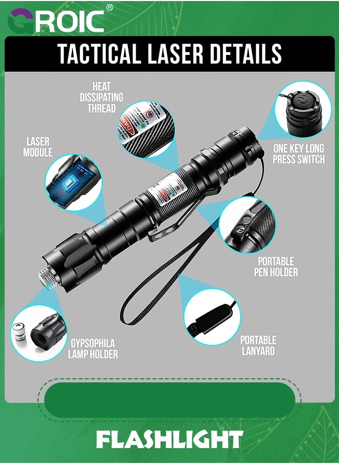 GROIC - Long Range Flashlights, High Power Pointer Flashlights, High Lumens, Compact and Rechargeable Flash Light Portable Pointer for Camping Hiking Outdoor Emergency - Image 1