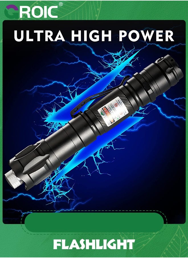 GROIC - Long Range Flashlights, High Power Pointer Flashlights, High Lumens, Compact and Rechargeable Flash Light Portable Pointer for Camping Hiking Outdoor Emergency - Image 1
