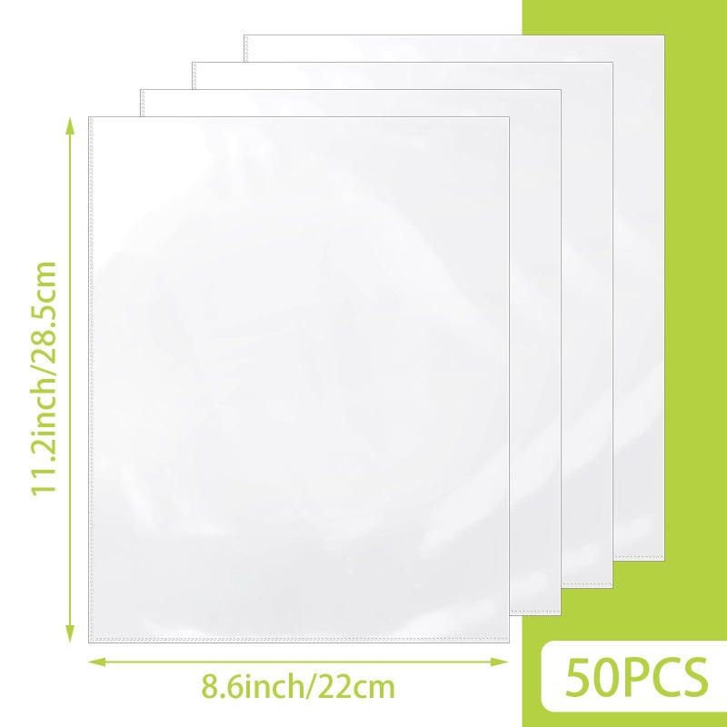 VOKOY 50 Pack No Holes Plastic Sleeves for Paper 8.5x11 Inch, Letter Size Clear Heavy Duty Paper Sleeves, Sheet Protectors for Documents, Artworks, Pictures, Cards (50Pcs) - Image 2