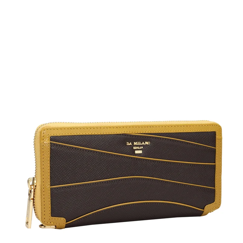 دا ميلانو محفظة نسائية جلد طبيعي بني دا ميلانو