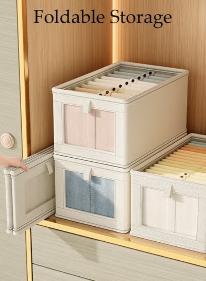 DUNISO 3-piece foldable wardrobe storage box, clothing storage and organizing box, with visible transparent lid for easy searching, washable with fixed handle storage box, used for storing clothing and toys - Image 3