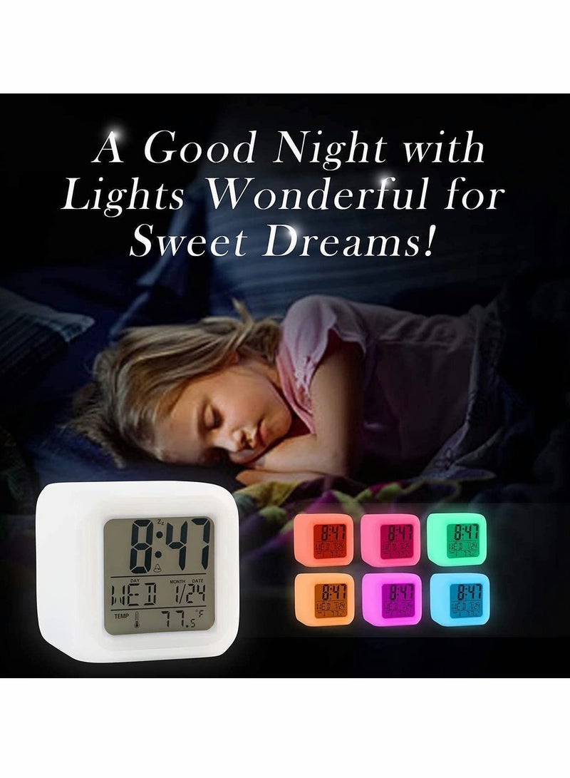 Kids Alarm Clock Wake Up Easy Setting Digital Travel, Large Display Time-Date-Alarm, Bedside Clock Handheld Size, LED Night Light Clock, Gift Idea - Image 2