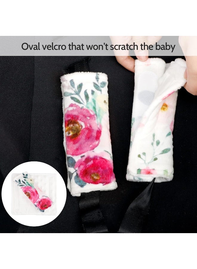 TANOFAR وسادة دعم رأس وغطاء حزام مقعد السيارة TANOFAR للأطفال، رمادي، دعم رأس للذكور، وسادة ناعمة تناسب مقاعد السيارة، عربات الأطفال، وأرجوحات، (زهور) - Image 3