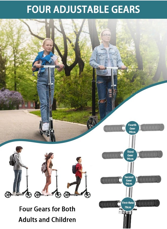 Arabest Kick Scooter, Foldable Commuter Scooter with Anti-Shock Suspension, 3-Level Adjustable Height Handlebar Push Scooter with Large Wheels for Kids, Teen and Adults(Black)  - Image 4