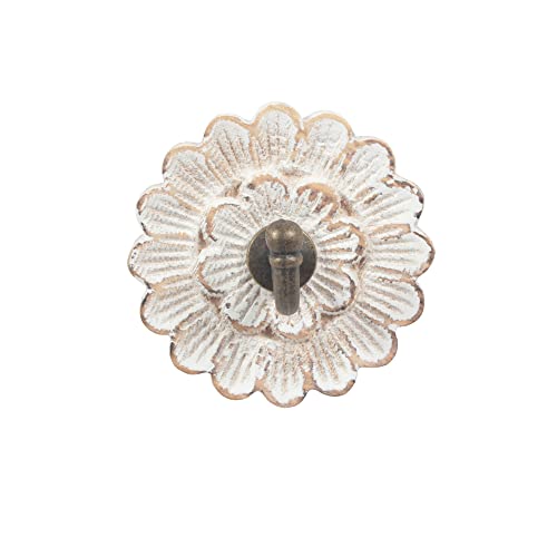 dwellington Distress Wood Flower Coat Hooks for Wall Hanging, Single Small Vintage Decorative Hanger for Keys, Bags, Towels (Robe Hanger) - Image 3