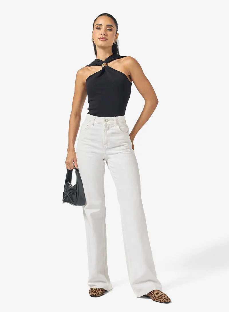 Ginger Halter Neck Top with Gold Accent