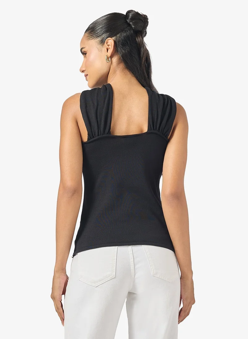 Ginger Halter Neck Top with Gold Accent