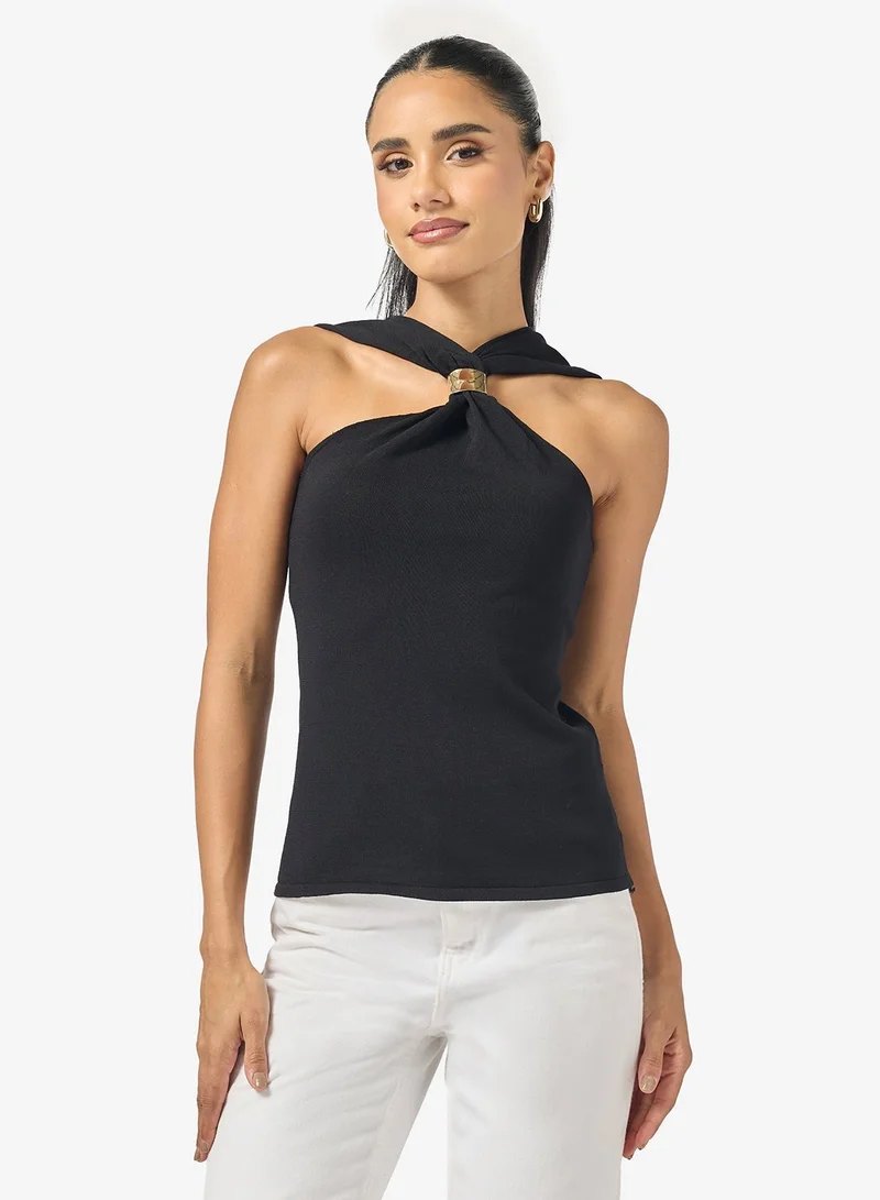 Ginger Halter Neck Top with Gold Accent