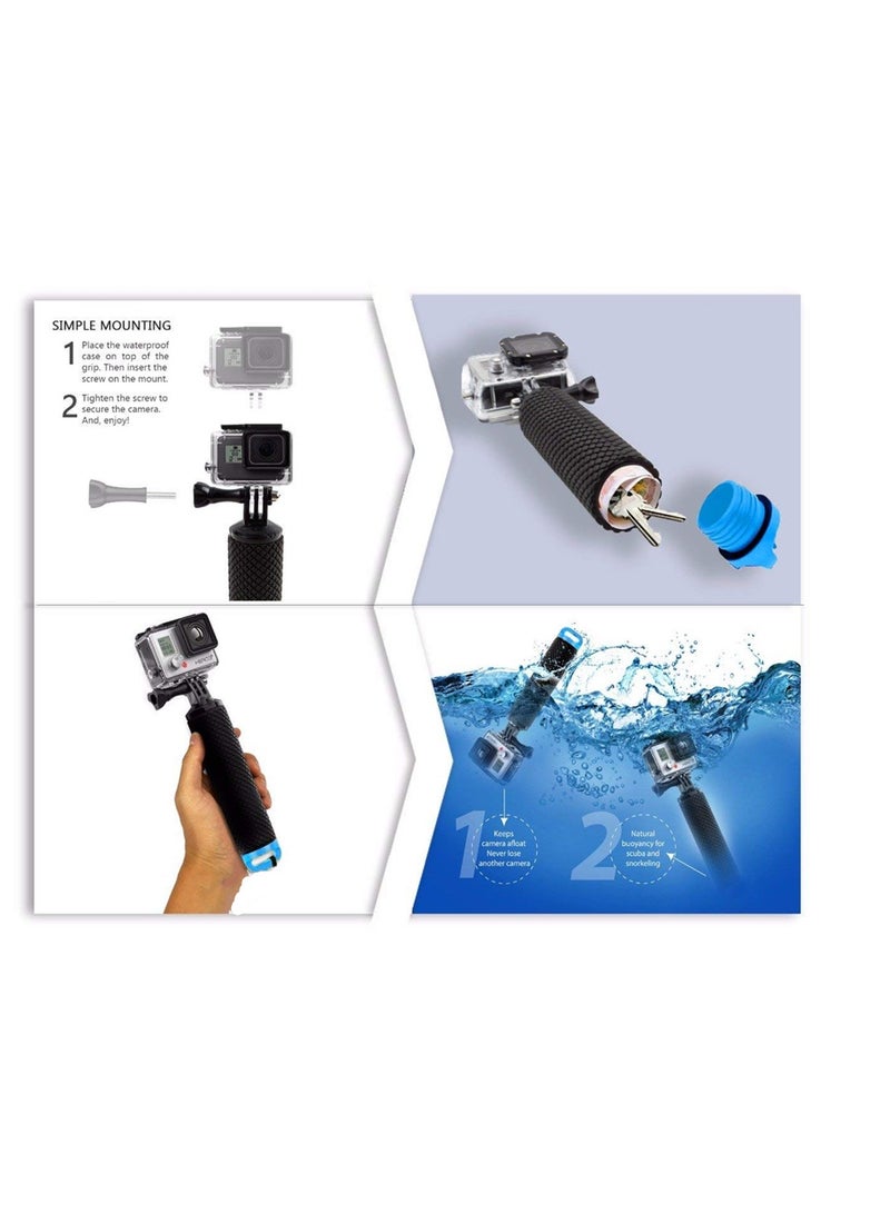AROAQ Waterproof Monopod Floating Han, Underwater Diving Selfie Stick Pole, Camera Handler & Handle Mount Accessories Kit for Water Sport and Action Camera - Image 3