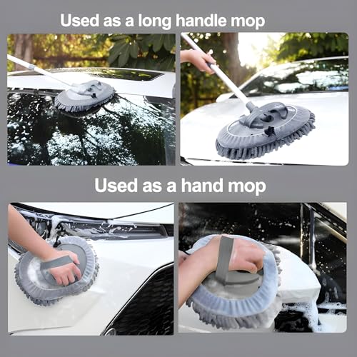 Wishkey Car Wash Mop Cleaning Accessories Long Handle Car Duster Microfiber Brush with Detachable 101 CM Pole, All-in-One Cleaner for Car Exterior | Perfect for Car Cleaner - Image 2