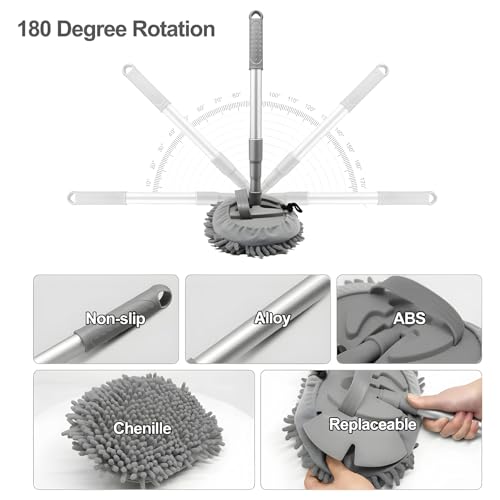 Wishkey Car Wash Mop Cleaning Accessories Long Handle Car Duster Microfiber Brush with Detachable 101 CM Pole, All-in-One Cleaner for Car Exterior | Perfect for Car Cleaner - Image 5