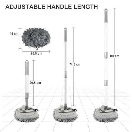 Wishkey Car Wash Mop Cleaning Accessories Long Handle Car Duster Microfiber Brush with Detachable 101 CM Pole, All-in-One Cleaner for Car Exterior | Perfect for Car Cleaner - Image 3