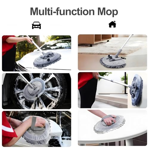Wishkey Car Wash Mop Cleaning Accessories Long Handle Car Duster Microfiber Brush with Detachable 101 CM Pole, All-in-One Cleaner for Car Exterior | Perfect for Car Cleaner - Image 4