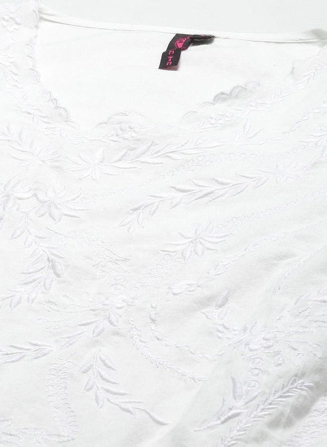 آي شين بلوزة نسائية قطنية بيضاء مطرزة - Image 2