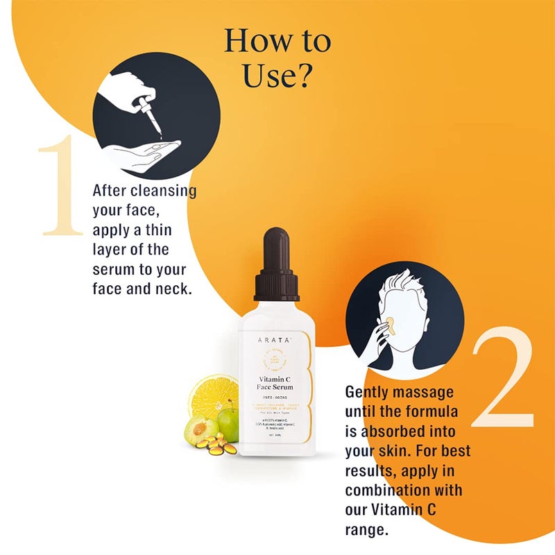 Arata Vitamin C Face Serum For Glowing Skin 30 ML  AntiAging Boosts Collagen  Targets Pigmentation  All Skin Types  AllNatural Vegan  CrueltyFree - Image 5