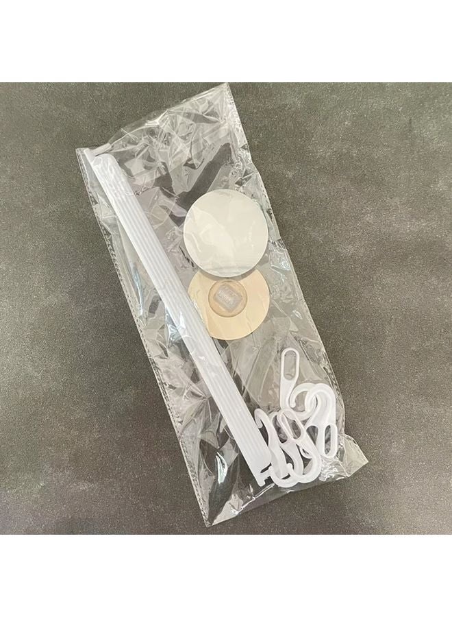 رفرف مناشف قابل للتعديل أبيض 6 خطاف لاصق بدون حفر منظف الحمام والمطبخ - Image 1