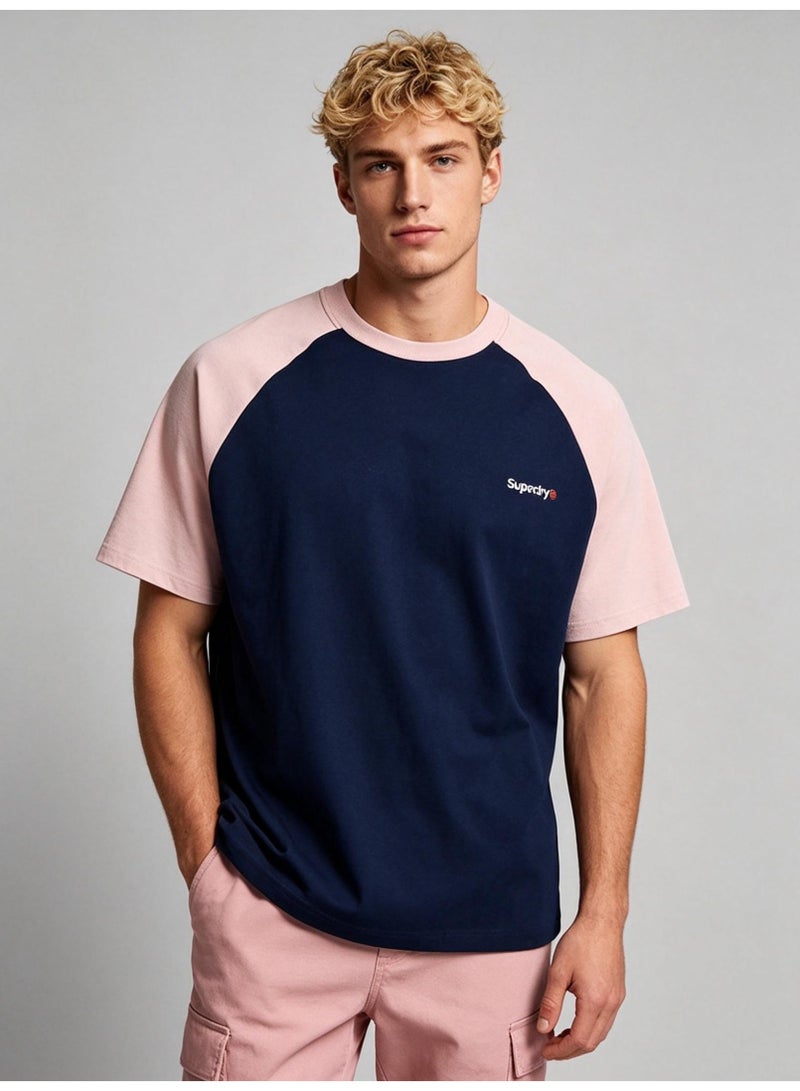 سوبر دراي Superdry shoulder-thrust couples summer contrast stitching loose short-sleeved T-shirts for men and women - Image 3