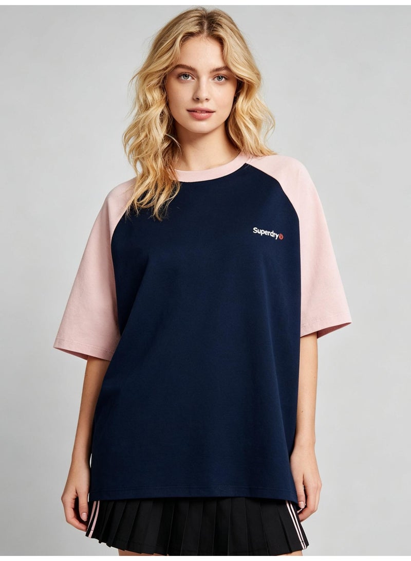 سوبر دراي Superdry shoulder-thrust couples summer contrast stitching loose short-sleeved T-shirts for men and women - Image 2