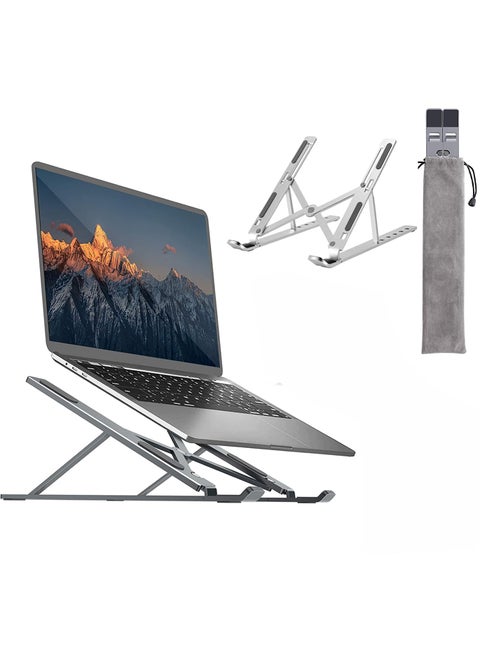 TECHNOVIEW Adjustable and Foldable Laptop Stand with 7 Angle Positions Overheating Protection Lightweight Aluminum Stand for DeskOfficeTableBedTravel Silver