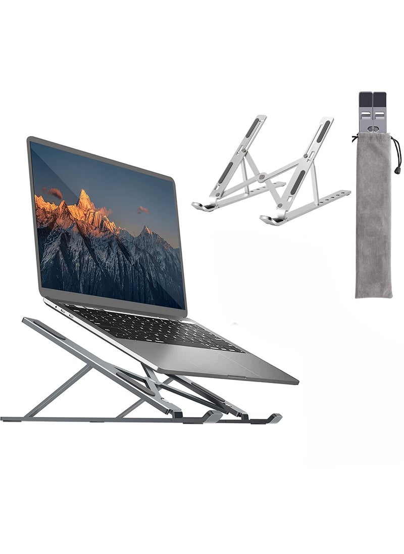 TECHNOVIEW TECHNOVIEW Adjustable and Foldable Laptop Stand with 7 Angle Positions Overheating Protection Lightweight Aluminum Stand for DeskOfficeTableBedTravel Silver 