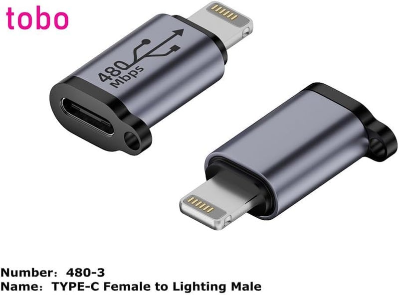 Tobo Tobo USB C to Lighting Adapter,27W PD Fast Charging for 14/13/12 Pro Max Plus Mini,for Lighting to USB C Cable Adapter for iPad,Support Transfer Data-Not for Audio/OTG (TD-1297CC) (Pack of 1) - Image 2