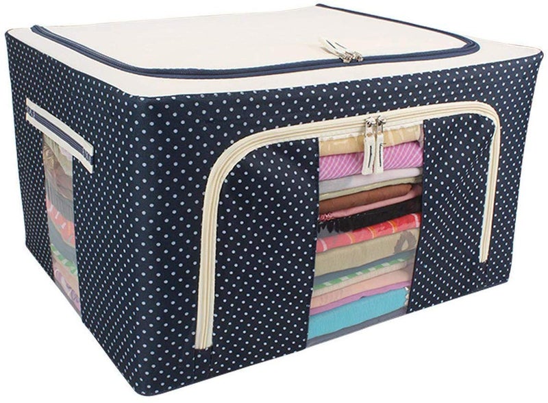 PARVY 66 Lt Window Folding Bag Under Bed Closet Wardrobe Box With Foldable Steel frame Double Opening Zipped Rectangular Storage Organizer bag 1Pcs Multicolor - Image 1
