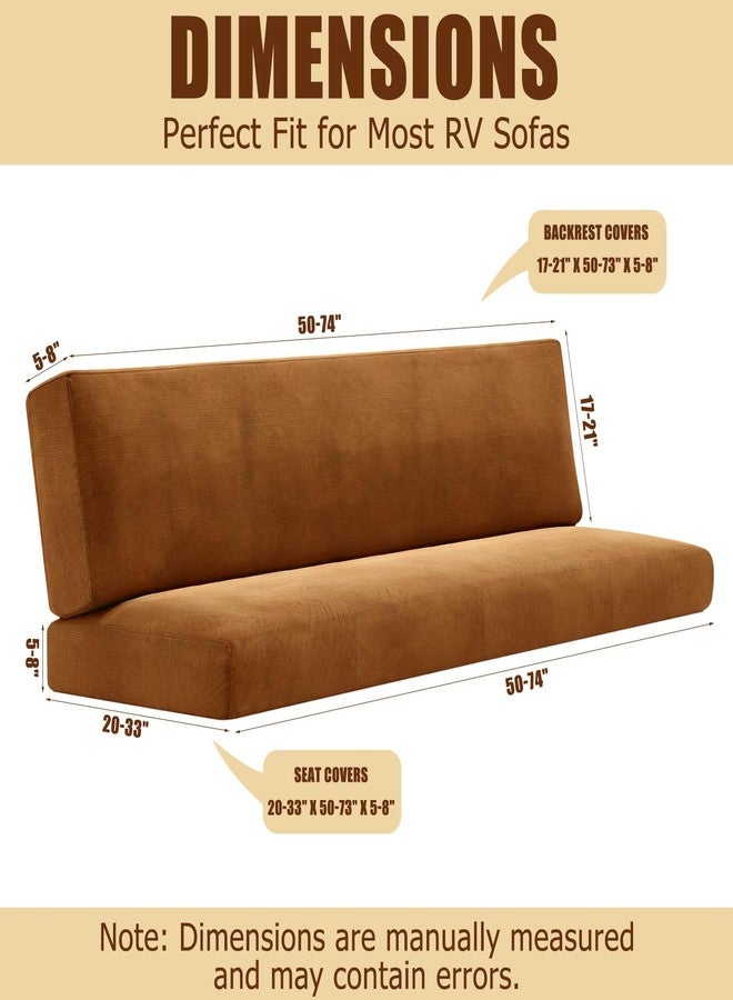 DIFEDO RV Couch Covers for Sofa Bed,2 Piece Washable Backrest & Seat Armless Sofa Couch Covers Stretch Furniture Protector with Elastic Bottom for Jackknife Sleeper Sofas (Brown) - Image 2