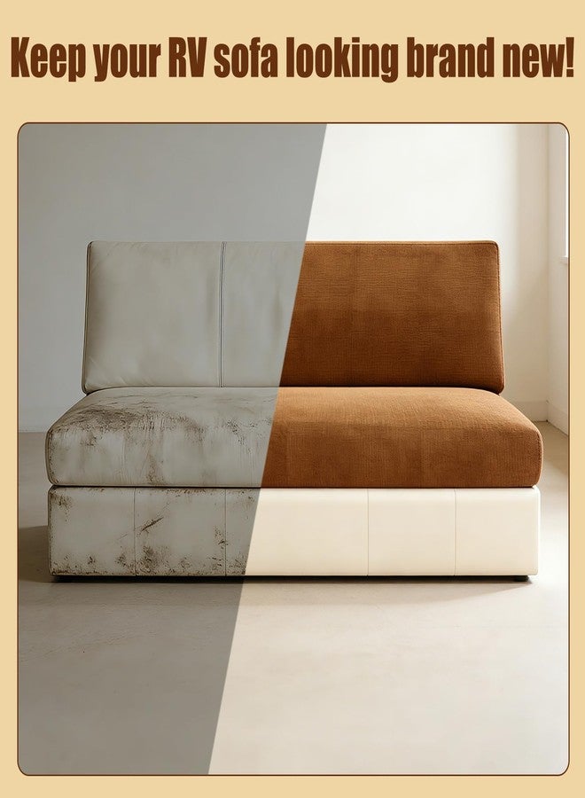 DIFEDO RV Couch Covers for Sofa Bed,2 Piece Washable Backrest & Seat Armless Sofa Couch Covers Stretch Furniture Protector with Elastic Bottom for Jackknife Sleeper Sofas (Brown) - Image 5