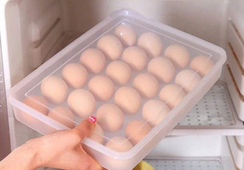 param Clear Large Capacity Portable Home Picnic Plastic Egg Box Case 24 Holder Storage Container Fridge egg box for 24 eggs Set of 1 Pieces - Image 2