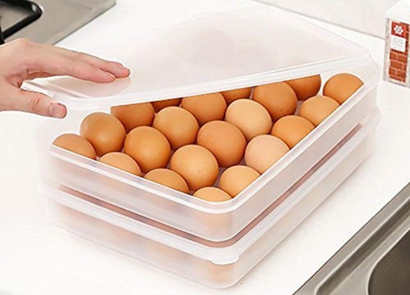 param Clear Large Capacity Portable Home Picnic Plastic Egg Box Case 24 Holder Storage Container Fridge egg box for 24 eggs Set of 1 Pieces - Image 4