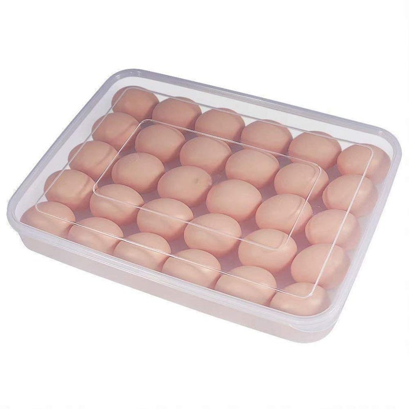 param Clear Large Capacity Portable Home Picnic Plastic Egg Box Case 24 Holder Storage Container Fridge egg box for 24 eggs Set of 1 Pieces - Image 1