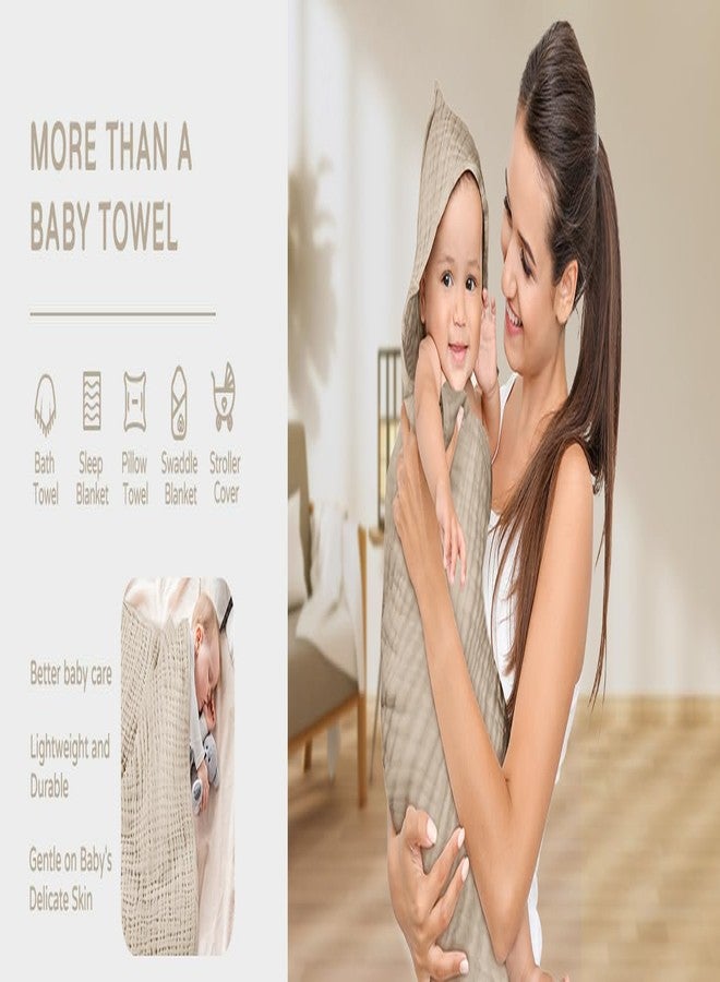 TEDDYIFY Hooded Baby Towel – 100% Muslin Cotton, Soft Baby Beach Towels with Hood for Infants, Toddlers and Kids, Grey - Image 3