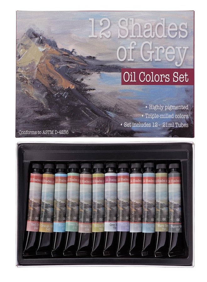 Creative Mark 12 Shades of Grey Artist Oil Colors, Set of 12, 21ml Tubes, Assorted, Highly Pigmented Triple Milled Rich Subtle Greys From The Tube - Image 1