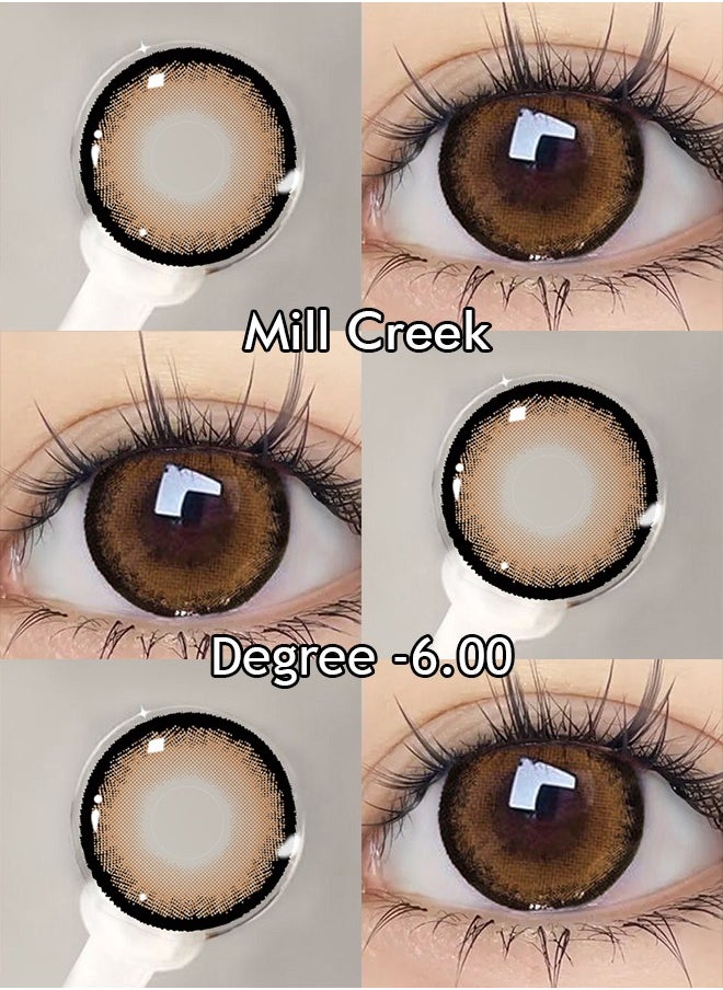 Mill Creek Mill creek color contact lenses 14.5MM hydrogel lenses can be used for 12 months 1 pair of 2 brown glasses  - Image 1