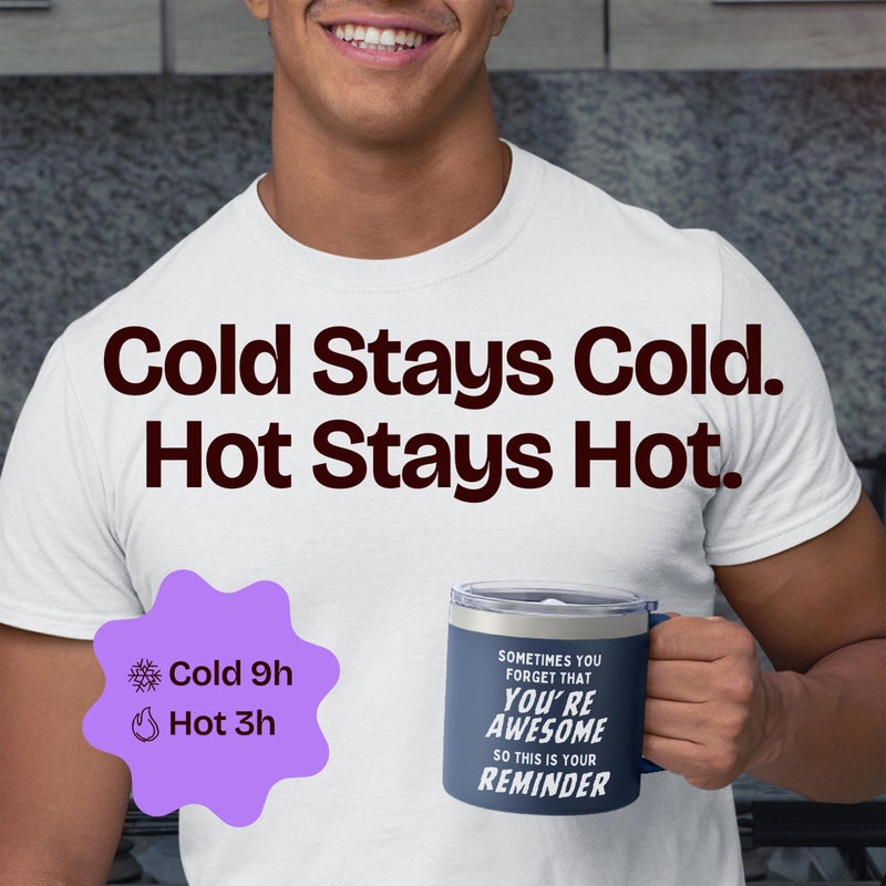 KLUBI Birthday Gifts for Men Him Mug- Sometimes You Forget Your Awesome Gifts Navy 14oz Gifts for Men Over 50, 60, 70 Under 20, 30, 40 Cool Unique Gift Idea, Coffee Tumbler Gift for Dad, Husband, Boyfriend - Image 5