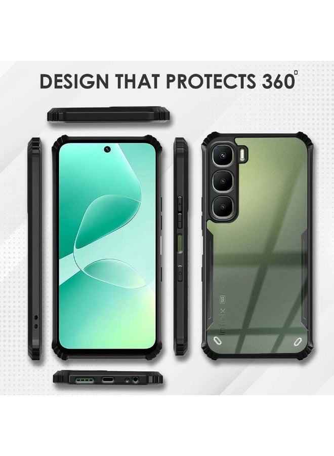 جراب شفاف صلب من البولي كربونات لهاتف Infinix Hot 60 / Hot 60i 4G مع إطار أسود مقاوم للصدمات من مادة TPU، جراب شفاف مقاوم للصدمات بزاوية 360 درجة غير قابل للاصفرار لهاتف Infinix Hot 60 / Hot 60i 4G - Image 5