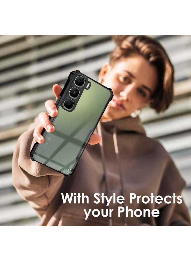 جراب شفاف صلب من البولي كربونات لهاتف Infinix Hot 60 / Hot 60i 4G مع إطار أسود مقاوم للصدمات من مادة TPU، جراب شفاف مقاوم للصدمات بزاوية 360 درجة غير قابل للاصفرار لهاتف Infinix Hot 60 / Hot 60i 4G - Image 3