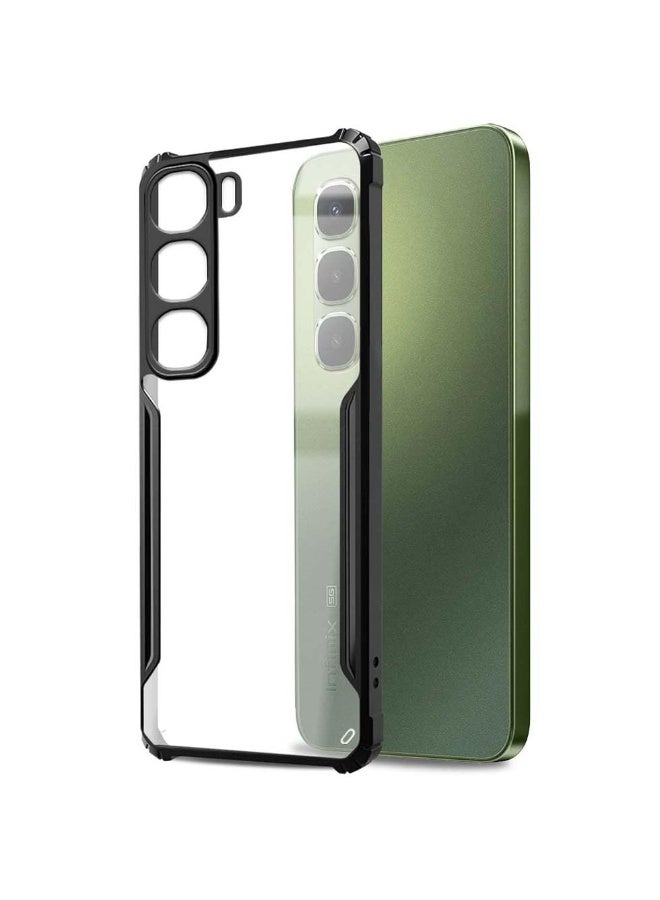 جراب شفاف صلب من البولي كربونات لهاتف Infinix Hot 60 / Hot 60i 4G مع إطار أسود مقاوم للصدمات من مادة TPU، جراب شفاف مقاوم للصدمات بزاوية 360 درجة غير قابل للاصفرار لهاتف Infinix Hot 60 / Hot 60i 4G - Image 1