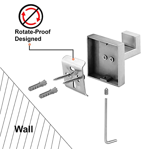 Nolimas Bathroom Towel Hook SUS304 Stainless Steel Square Clothes Coat Robe Hooks Cabinet Closet Door Sponges Hanger for Bath Kitchen Garage,Heavy Duty Wall Mounted,Brushed Nickel Finish,2pack - Image 5