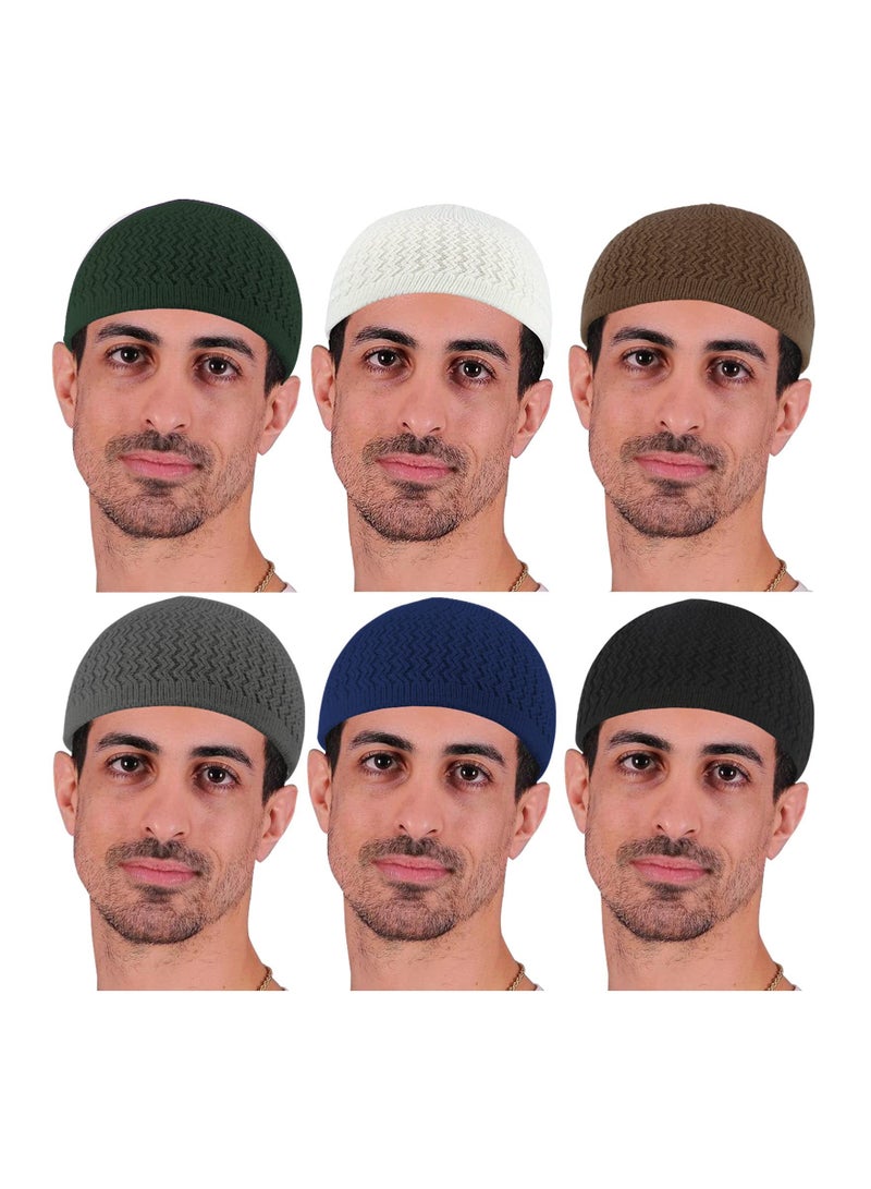 Y&D 6 Pieces Brimless Hats for Men and Women Docker Hat Casual No Brim Visor-Less Flip Sailor Skullcap Buckle Knit Kufi Under Helmet Beanie - Image 1