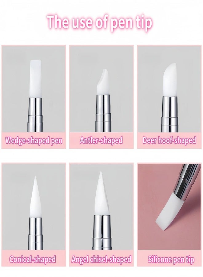 HomTop 5Pcs Dual-Tipped Silicone Nail Art Pens, 5Pcs 2-Way Dotting Tools for Resin, Foil, Carving, Drawing & Shaping - Professional Nail Design Kit for Home & Salon - Image 5