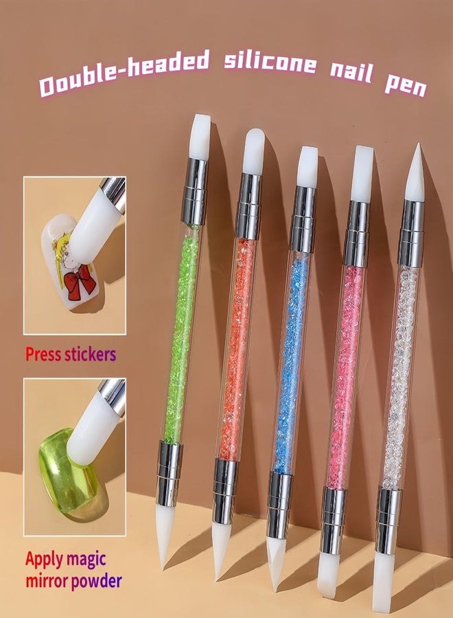 HomTop 5Pcs Dual-Tipped Silicone Nail Art Pens, 5Pcs 2-Way Dotting Tools for Resin, Foil, Carving, Drawing & Shaping - Professional Nail Design Kit for Home & Salon - Image 4