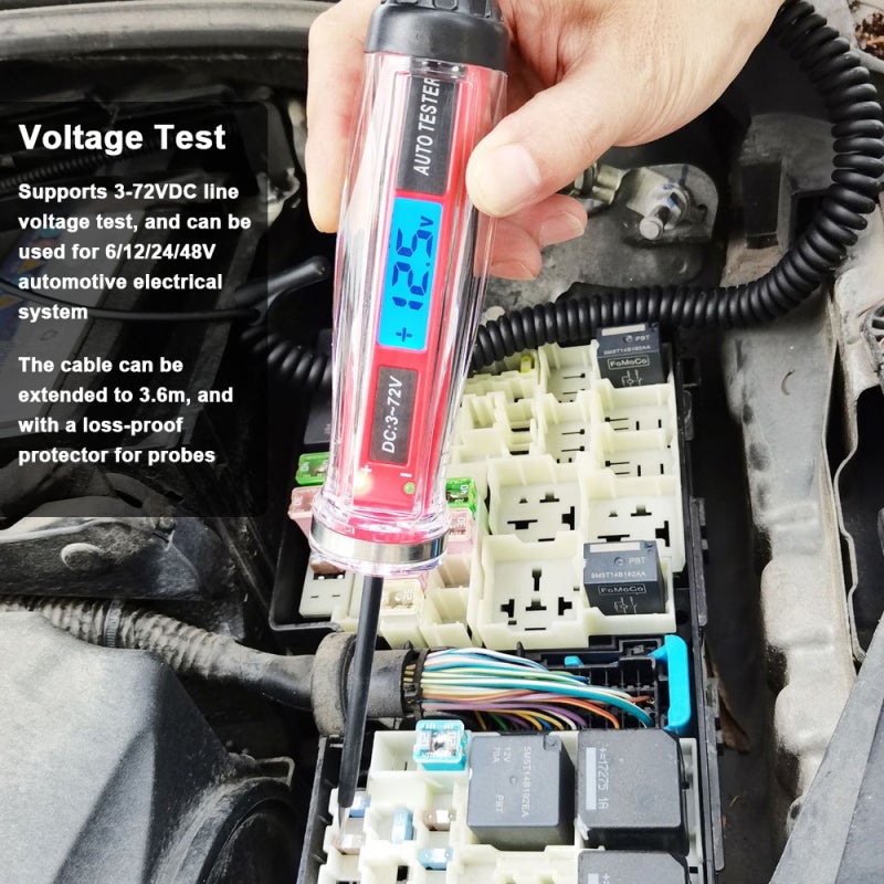 Electrical Test Pen Bipolar Automotive Wiring Tester Digital LCD Automobile Power Tester 3-72V Car Power Tester Automotive Wiring Repairing and Testing Tools - Image 3