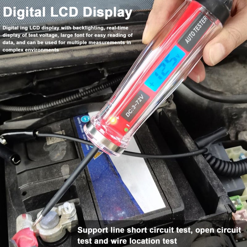 Electrical Test Pen Bipolar Automotive Wiring Tester Digital LCD Automobile Power Tester 3-72V Car Power Tester Automotive Wiring Repairing and Testing Tools - Image 4