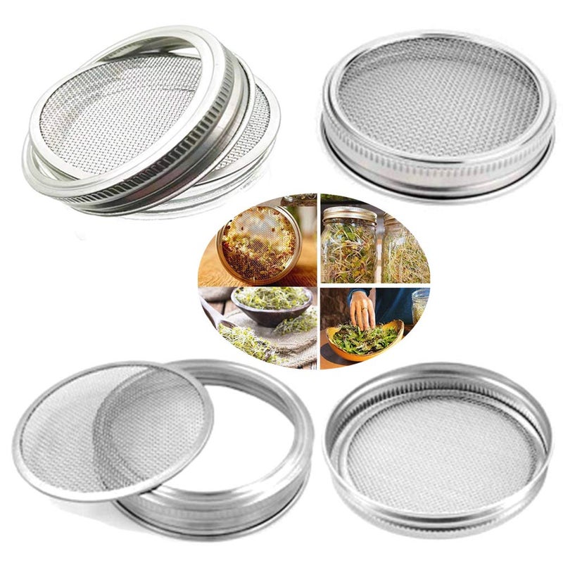 SRXES Sprouting Jar Lid (32oz Glass Jars) with 4 Pack Stainless Steel Sprouting Stands for Wide and Wide Mouth Mason Jar for Growing Organic Sprouts, Stainless Steel, 4 Pack - Image 2