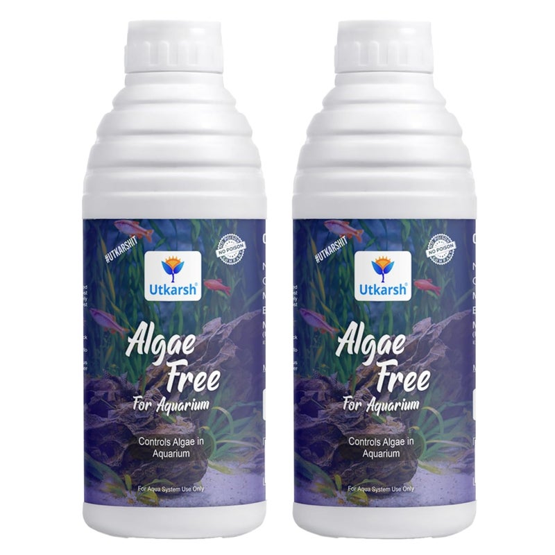 Utkarsh Algae Free for Aquarium Tank | Algae Cleaner, Liquid Algae Scraper for Fish Tank and Algae Remover | Set of 2 of 1 Litre; 2 Litre - Image 1